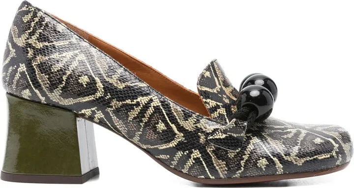 50mm Mumba geometric-pattern block-heel pumps
