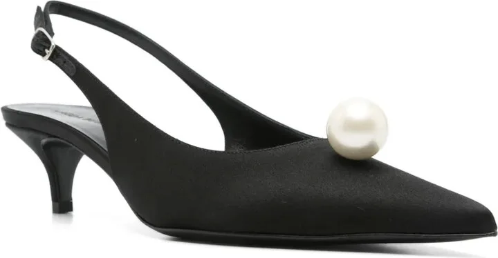 50mm Pearl-Detail Satin Pumps - Image 2