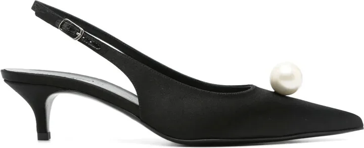 50mm Pearl-Detail Satin Pumps