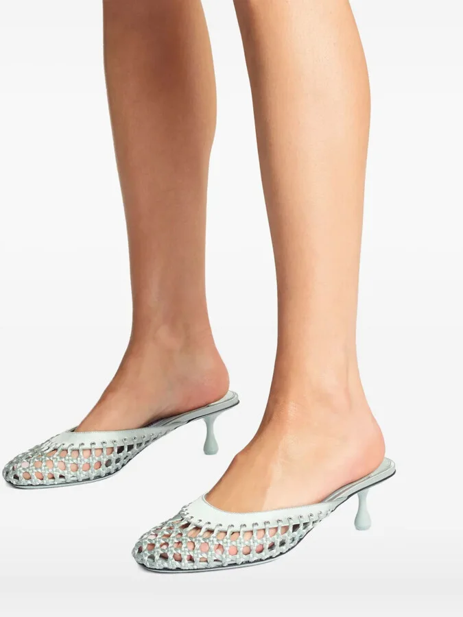 50mm Pixie woven leather studded mules - Image 5