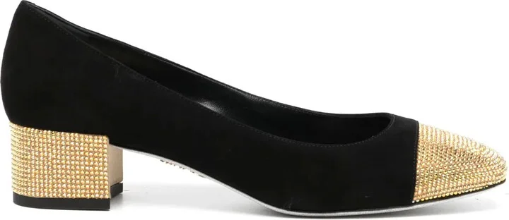 50mm Rhinestone-Embellished Suede Pumps