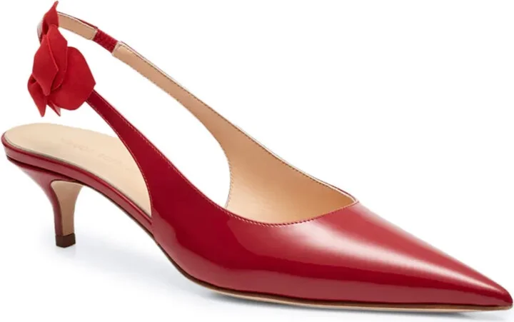 50mm Rose Leather Slingback Pumps - Image 2