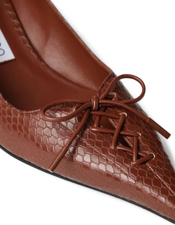 50mm Scarlett lace-up snakeskin-effect pumps - Image 4
