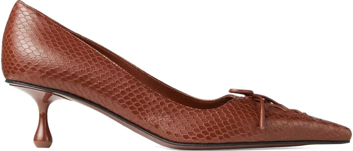 50mm Scarlett lace-up snakeskin-effect pumps