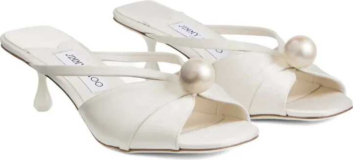 50mm Siva pearl-embellished satin mules - Image 2
