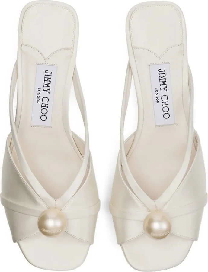 50mm Siva pearl-embellished satin mules - Image 3