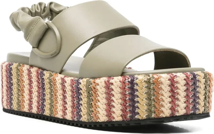 50mm Striped Heeled Sandals - Image 2