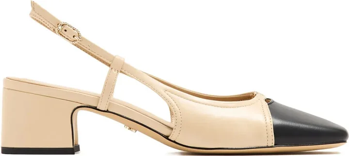 50mm Tarra two-tone block-heel slingback pumps