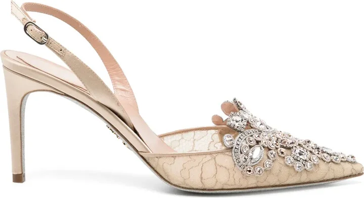 50mm Veneziana crystal slingback pumps