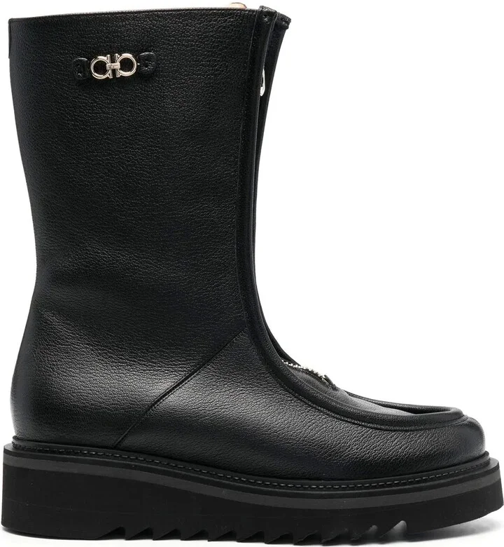 50mm Zip-Front Leather Boots