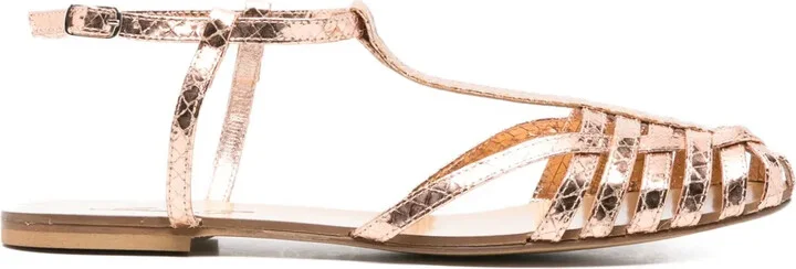 512 metallic leather T-bar sandals