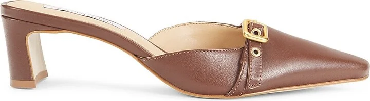 51MM Leather Block Heel Mules