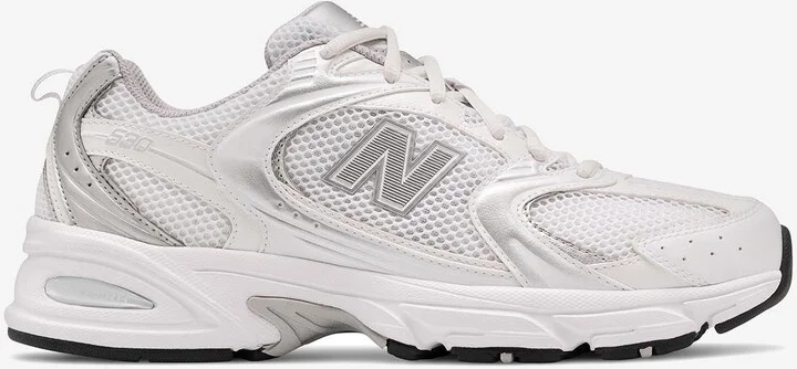 530 Low-Top Sneakers in NB White with Silver Metallic