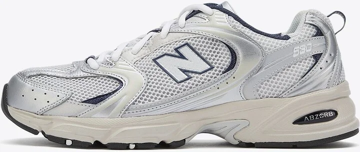 530 Low-Top Sneakers in Silver Metallic with Summer Fog and NB Navy - Image 2