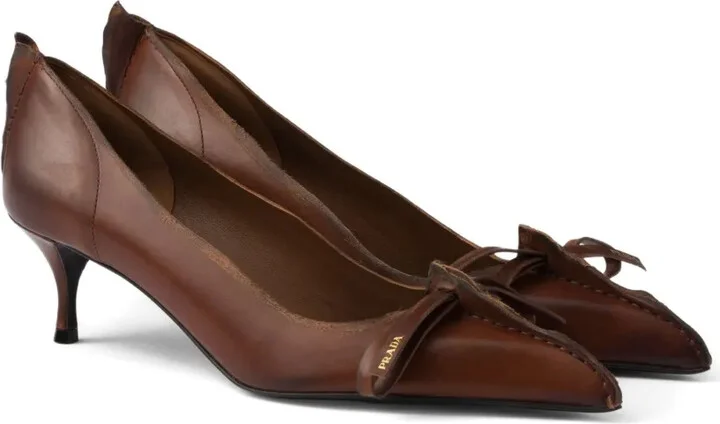 55 mm Antiqued leather pointed-toe pumps - Image 2