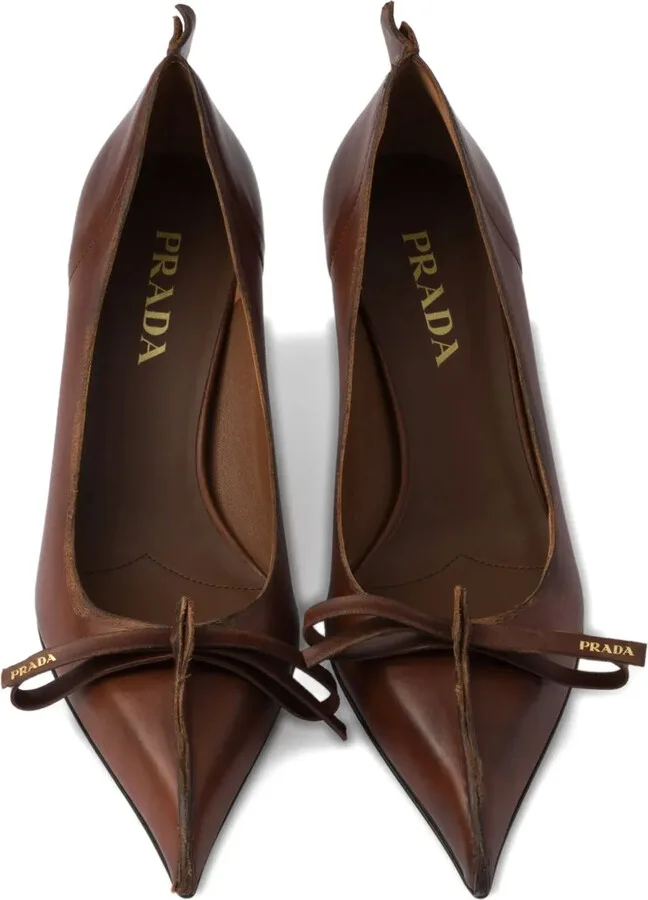 55 mm Antiqued leather pointed-toe pumps - Image 3
