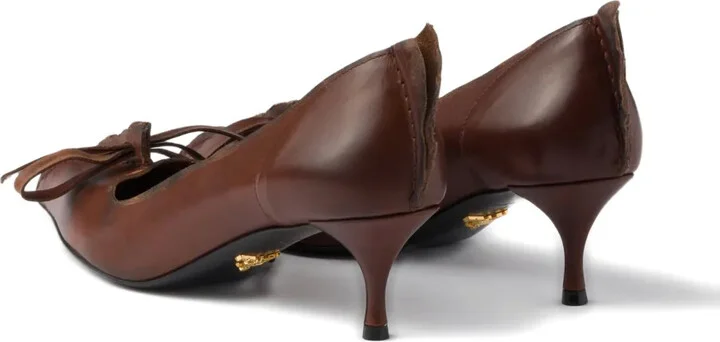 55 mm Antiqued leather pointed-toe pumps - Image 5