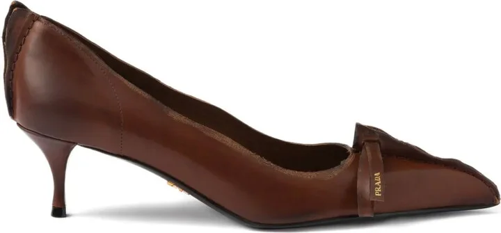 55 mm Antiqued leather pointed-toe pumps