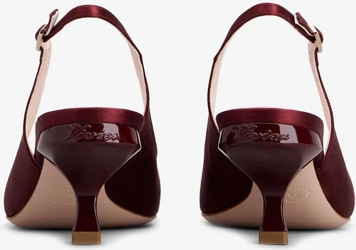 55 Virgule Crystal Buckle Slingback Pumps in Satin - Image 3