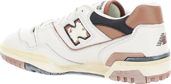 '550' White And Brown Low Top Sneakers With Logo And Contrasting Details In Leather Man - Image 3