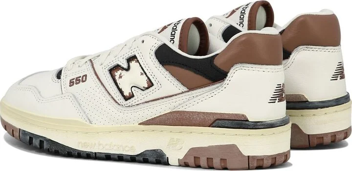 '550' White And Brown Low Top Sneakers With Logo And Contrasting Details In Leather Man - Image 4