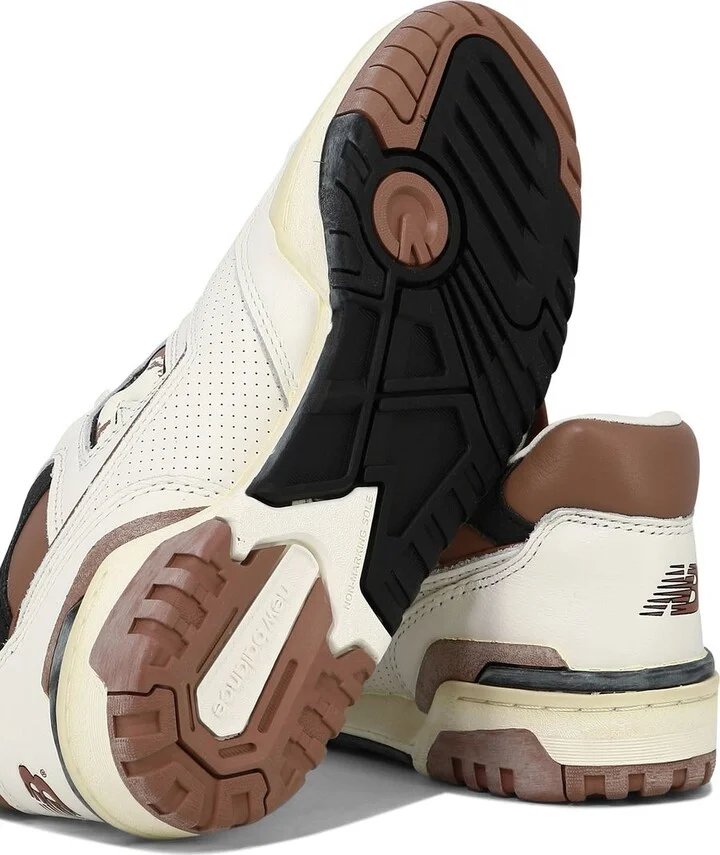 '550' White And Brown Low Top Sneakers With Logo And Contrasting Details In Leather Man - Image 5