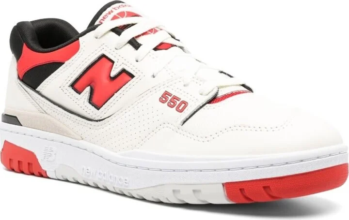 '550' White And Red Low Top Sneakers With Logo And Contrasting Details In Leather Man - Image 2