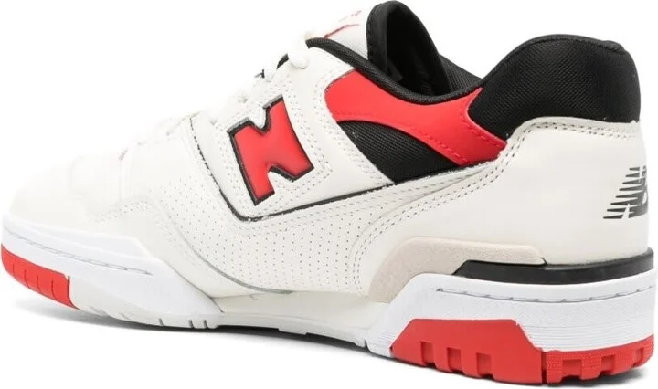 '550' White And Red Low Top Sneakers With Logo And Contrasting Details In Leather Man - Image 3