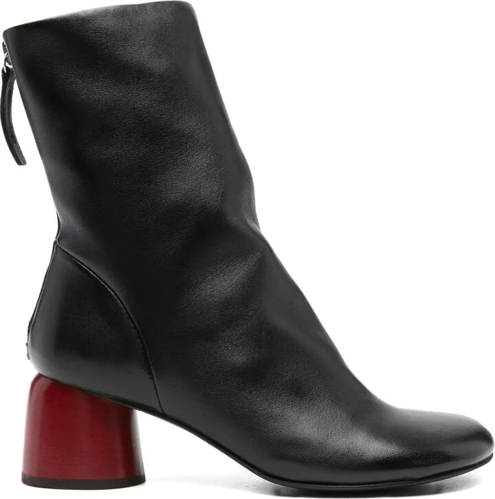 55mm Anna26 leather cylindrical-heel boots