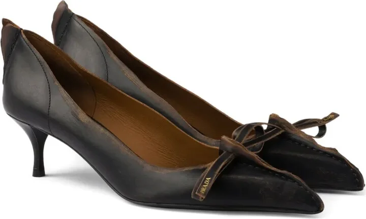 55mm Antiqued leather pumps - Image 2