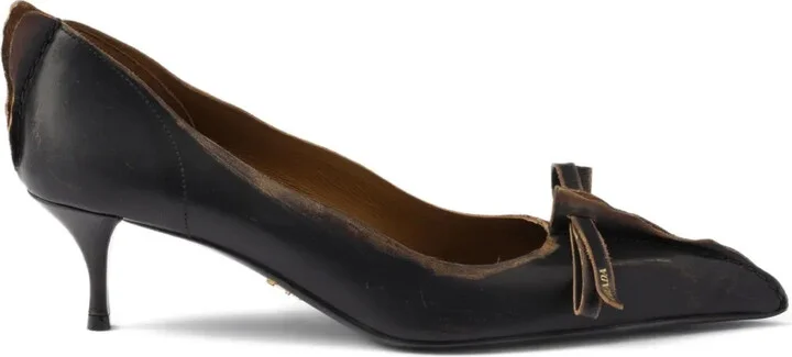 55mm Antiqued leather pumps
