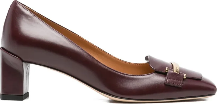 55mm Block-Heel Leather Pumps