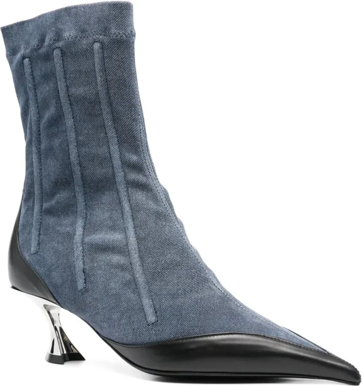55mm Boned Denim Boots - Image 2