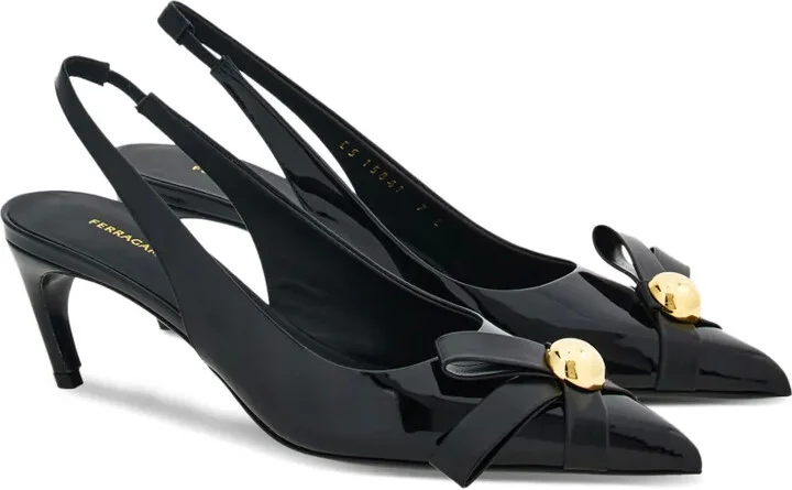 55mm Bow-Detail Patent Leather Pumps - Image 2
