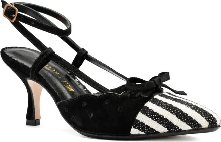 55mm Bow-Detail Striped Pumps - Image 2