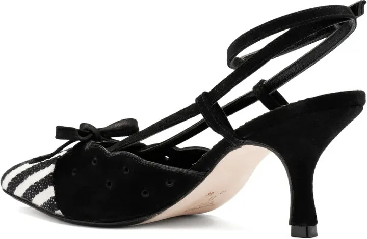 55mm Bow-Detail Striped Pumps - Image 3
