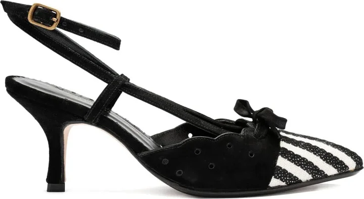 55mm Bow-Detail Striped Pumps
