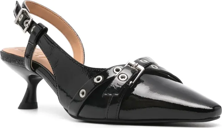 55mm Buckle-Detail Glossy Pumps - Image 2