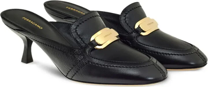 55mm Crocodile-Effect Leather Mules - Image 2