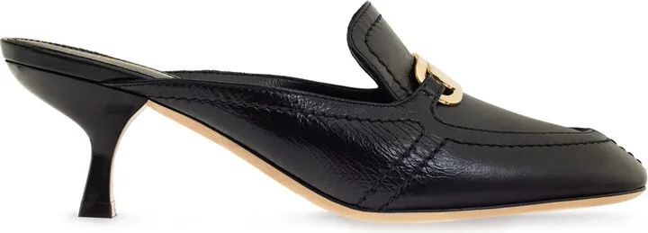 55mm Crocodile-Effect Leather Mules
