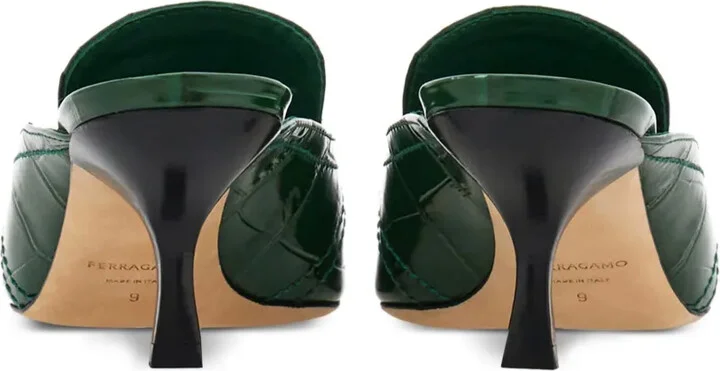 55mm Crocodile-Embossed Buckled Mules - Image 3