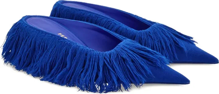 55mm Eva fringe-detail pointed mules - Image 2