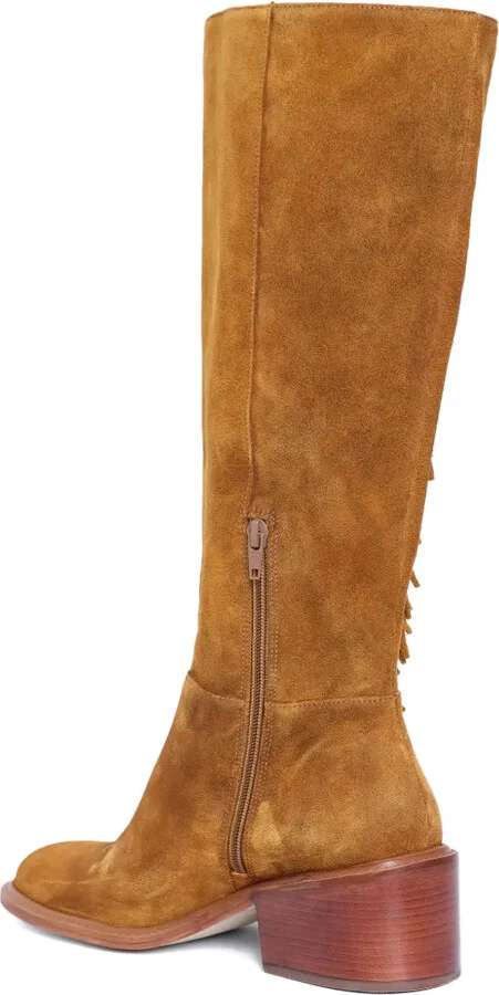 55mm Fringed Suede Knee-High Boots - Image 3