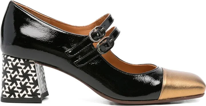 55mm Geometric-Block Heel Pumps