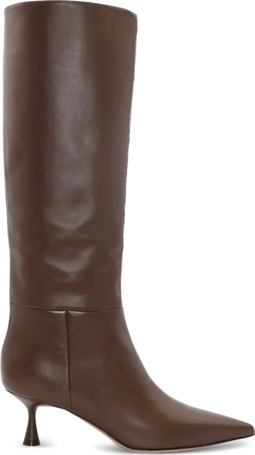 55mm Joyce leather pointed-toe knee-high boots
