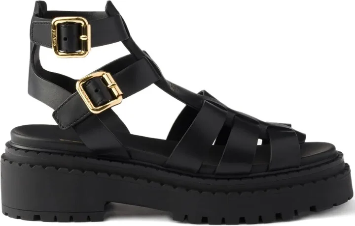 55mm Leather Buckle-Strap Sandals