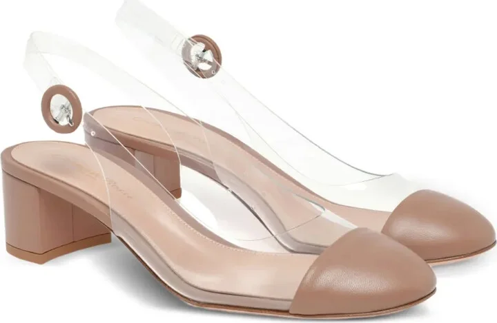 55mm Leather-Toecap Slingback Pumps - Image 2