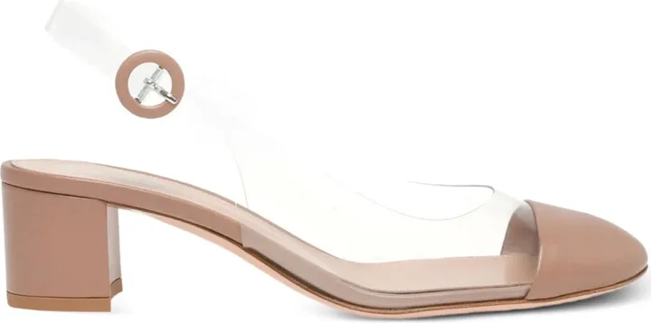 55mm Leather-Toecap Slingback Pumps