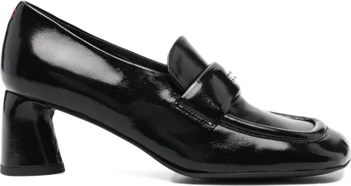 55mm Leather-Upper Block-Heel Loafers