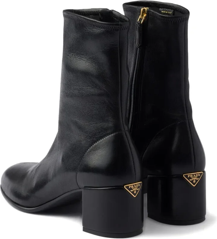 55mm Leather Zip-Fastening Block-Heel Boots - Image 3